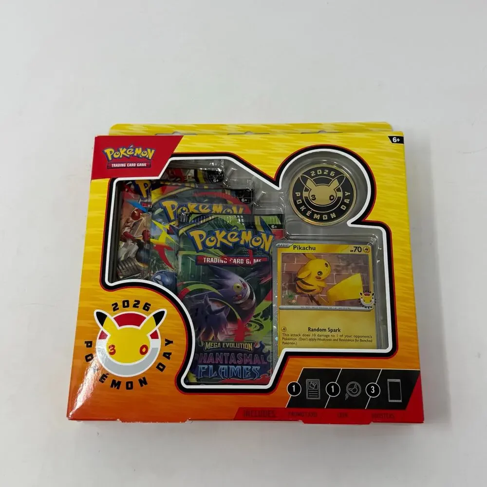 Pokemon TCG Pokemon Day 2026 Collection Box Pikachu Promo Coin 3 Booster Packs